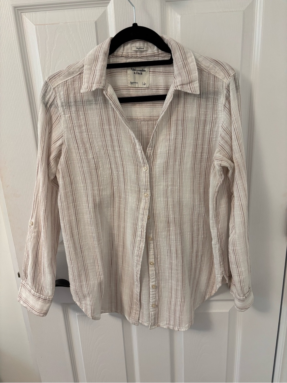 Abercrombie & Fitch Cream Shirt with Taupe Stripes